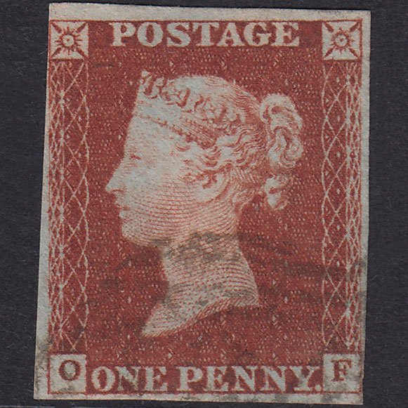 GB QV 1841 1d Deep Red-Brown Plate 45 SG10-B1(4) OF FU Nr 4M Light Cancel