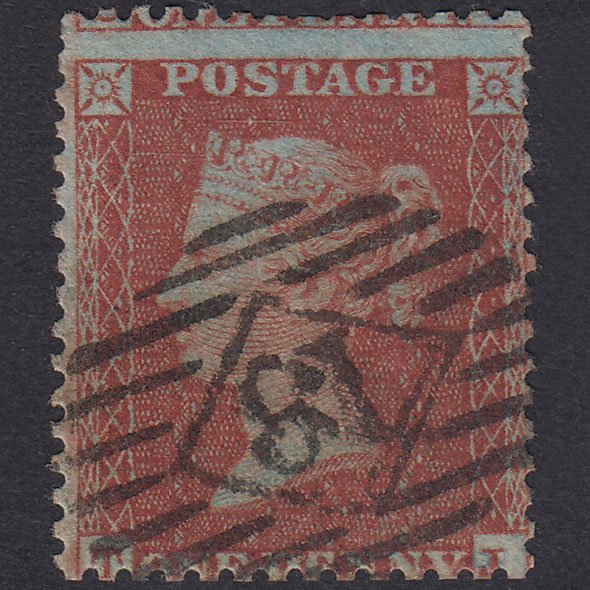 GB QV 1855 1d Red-Brown Plate 4 SG24-C3(1) TJ GU London IS 18