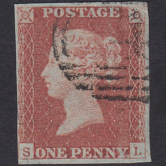 GB QV 1841 1d Red-Brown Plate 83 SG8-B1(1) SL FU 4 Margins