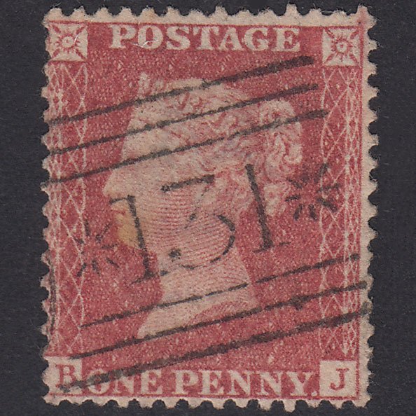 GB QV 1857 1d Rose-Red Plate 55 SG40-C10(1) BJ GU Edinburgh 131