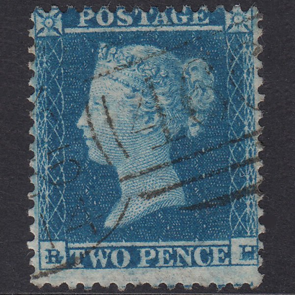 GB QV 1855 2d Blue Plate 4 SG23-F2 RH FU Liverpool 466 Spoon