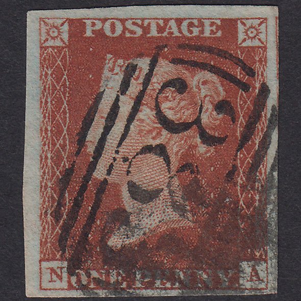 GB QV 1841 1d Red-Brown Plate 46 SG8-B1(1)-BS35 NA FU 4 Margins Hull 383
