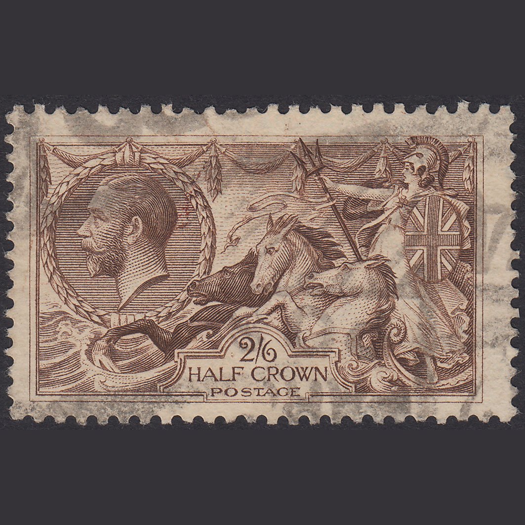 GB KG5 1918 2/6 Reddish Brown Seahorses SG415-N65(3) FU Light Cancel
