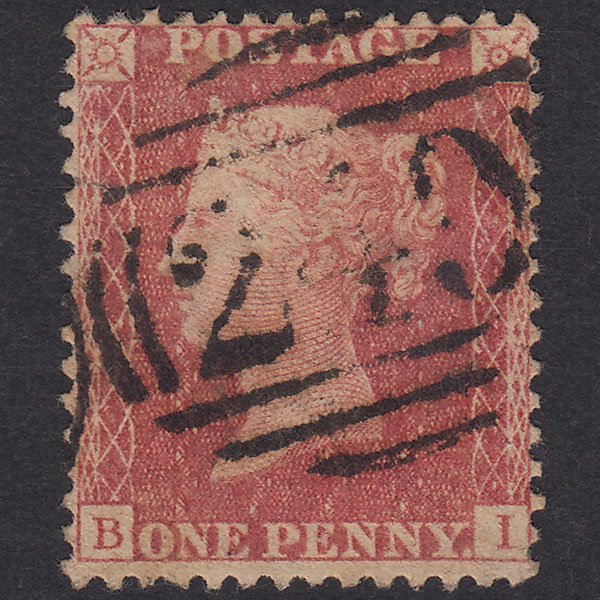GB QV 1857 1d Plate 63 SG39-C10(3) Constant Variety BI FU Devizes 249