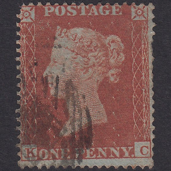 GB QV 1854 1d Red-Brown Plate 177 SG17-C1(1) KC GU London IS Cancel