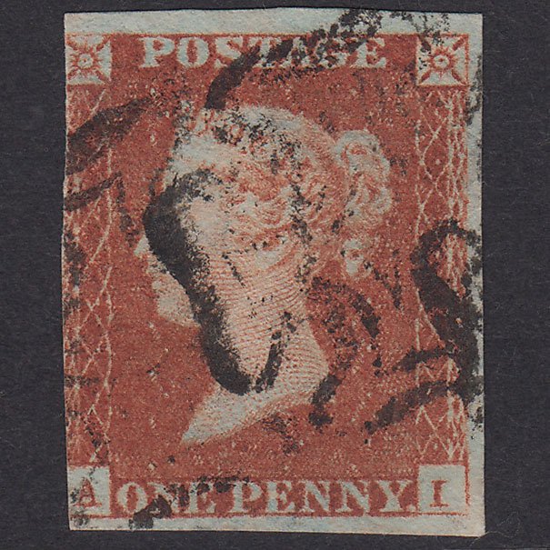GB QV 1841 1d Plate 20 SG8-B1(1)-BS9 AI GU Missing Imprimatur 3 Margins MX