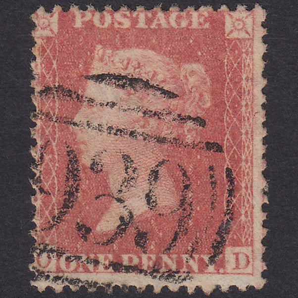 GB QV 1857 1d Pale Rose-Red Plate 56 SG39-C10(3) OD VFU Staplehurst 939
