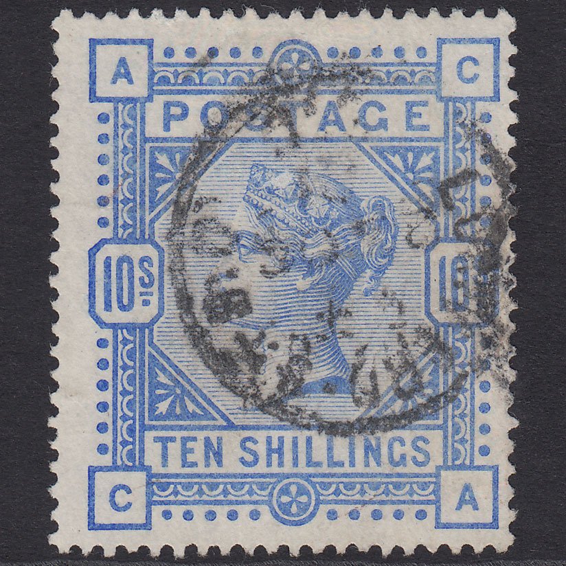 GB QV 1884 10/- Ultramarine SG183-K14(2) CA FU CDS