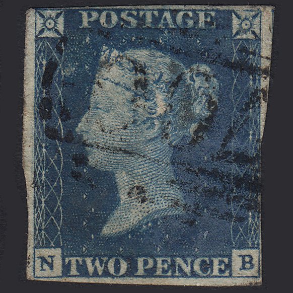 GB QV 1840 2d Blue (Plate 1) SG5-D1(2)xc NB GU 4M Sheffield 700 Cat£2000
