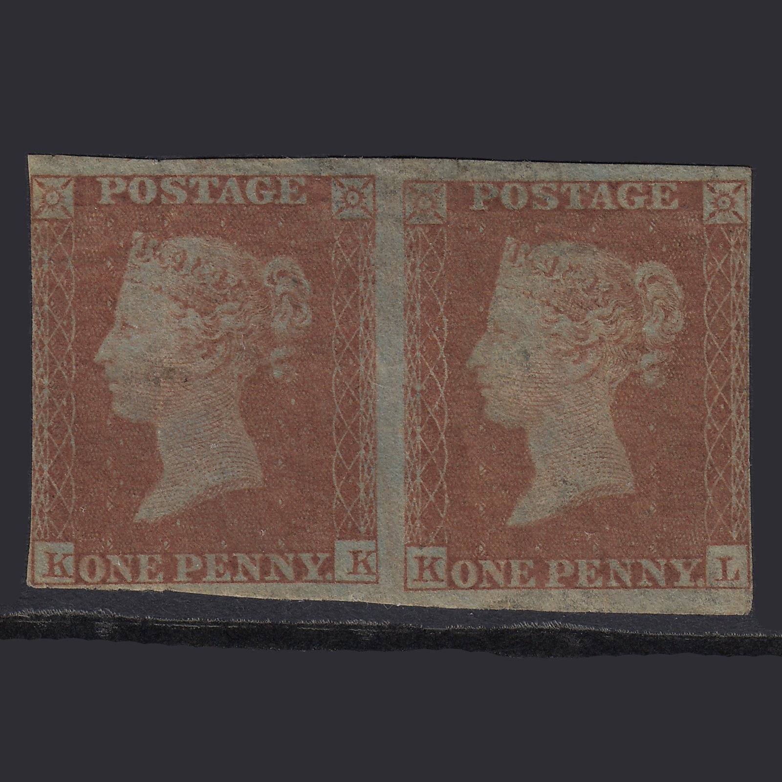 GB QV 1841 1d (Plate 175) SG8-B2(1) KK-KL Unused Pair nr 4M With Certificate