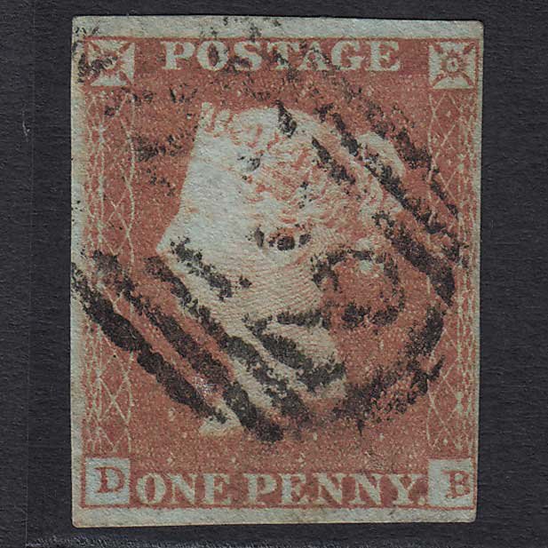 GB QV 1841 1d Red-brown (Plate 102) (SG8) 'DB' GU 4 Margins
