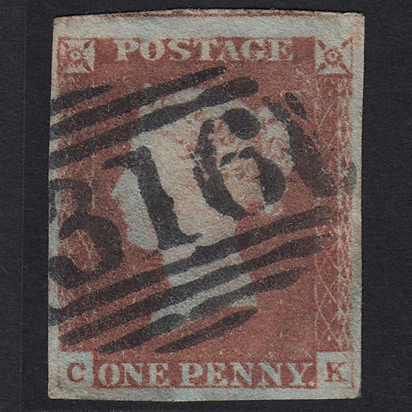 GB QV 1841 1d Red-brown (Plate 74) SG8-B1(1) CK FU Godalming 316 4M Imperf