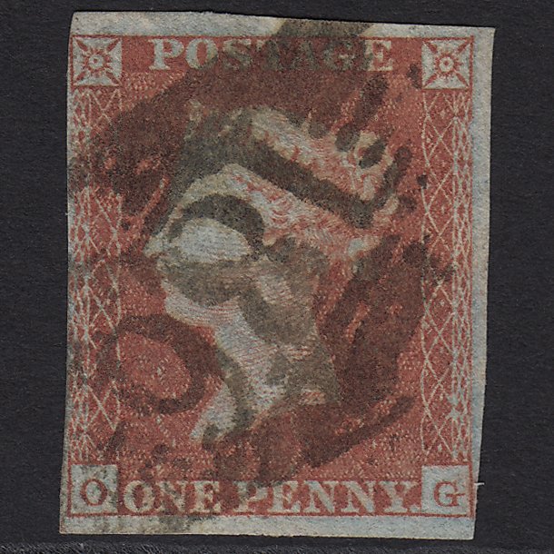 GB QV 1841 1d Red-brown (Plate 112) SG8-B1(1) OG FU Dublin 186 nr 4 Margins