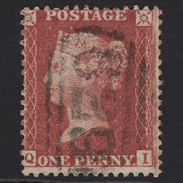 GB QV 1857 1d Rose-red (Plate 27) SG40-C10(1) QI FU Sudbury 829
