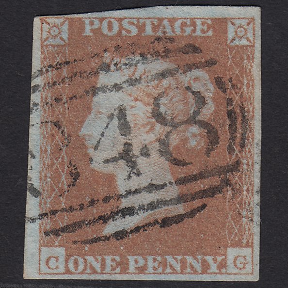 GB QV 1841 1d Red-brown (Plate 99) SG8-B1(1) CG FU 4 Margins Warwick 848