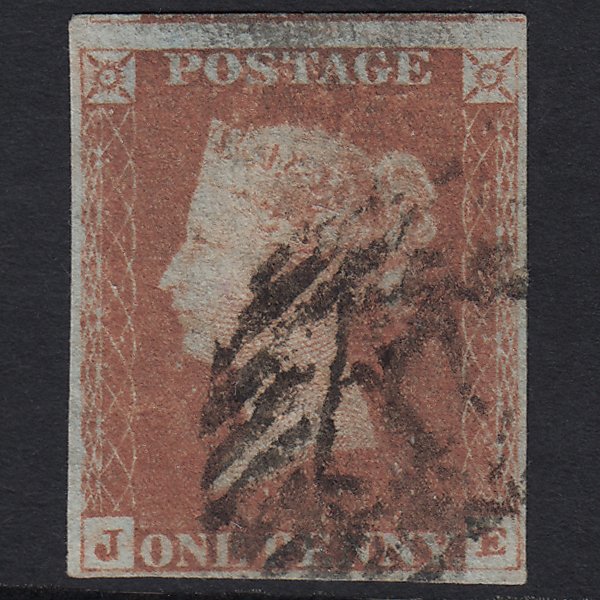 GB QV 1841 1d Red-brown (Plate 75) SG8-B1(1) JE GU 4 Margins London IS Cancel