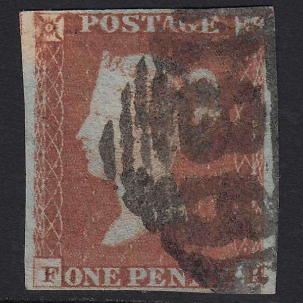 GB QV 1841 1d Red-brown (Plate 84) SG8-B1(1) FH GU 4 Margins Dublin 186