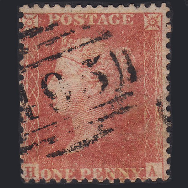 GB QV 1857 1d Pale Red Transitional (Plate 48) SGC9(3) HA GU Malton 495