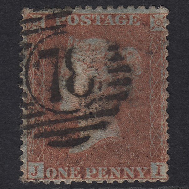 GB QV 1856 1d Red-brown (Plate 38) SG29-C8(1) JI GU London D&S 78