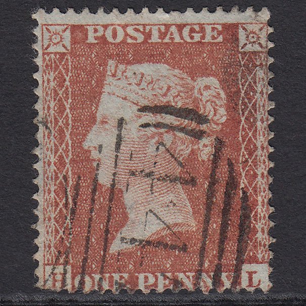 GB QV 1855 1d Red-brown (Plate 1) SG21-C4(1) HL GU Leeds 447
