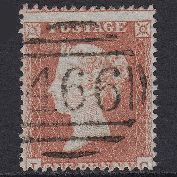 GB QV 1855 1d Red-brown (Plate 194) SG22-C2(1) IC FU Liverpool 466 Misperf