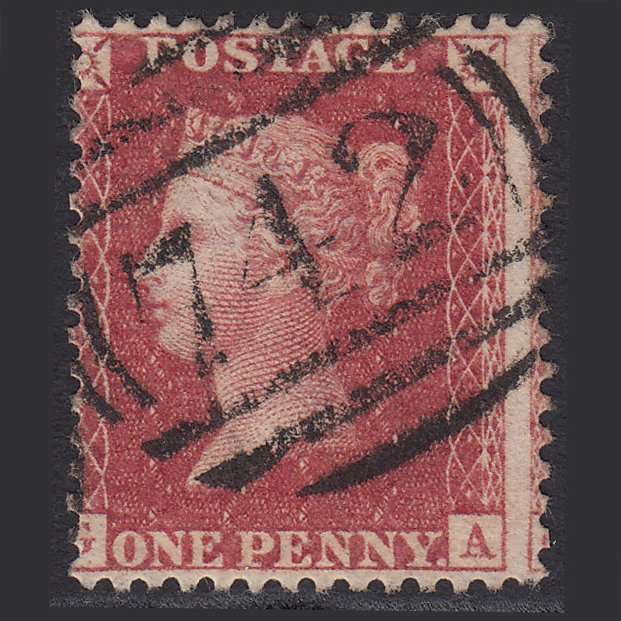 GB QV 1863 1d Rose-red (Plate 50) SG42-C12(1) GA FU Stamford 742 Misperf
