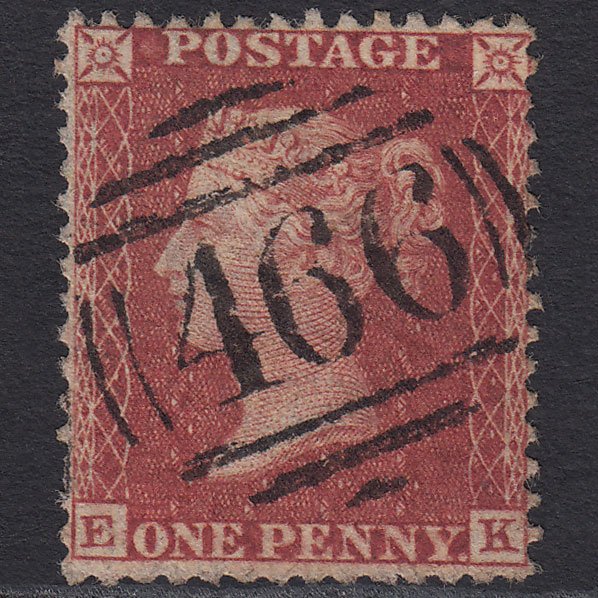 GB QV 1857 1d Rose-red (Plate 57) SG40-C10(1) EK FU Liverpool 466