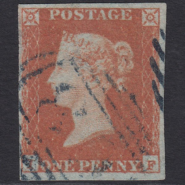 GB QV 1841 1d Orange-brown (Plate 93) SG12-B1(6) IF GU Blue Bewdley 68