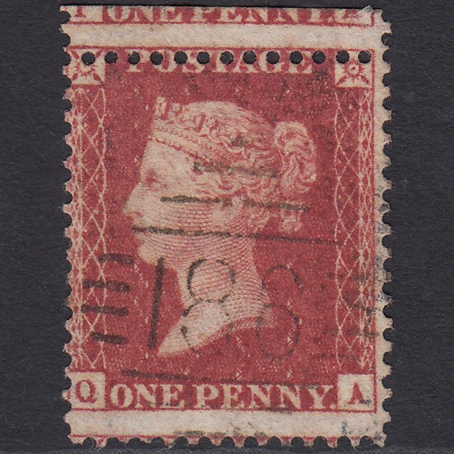 GB QV 1857 1d Rose-red (Plate 43) SG40-C10(1) QA FU Dublin 186 Misperf