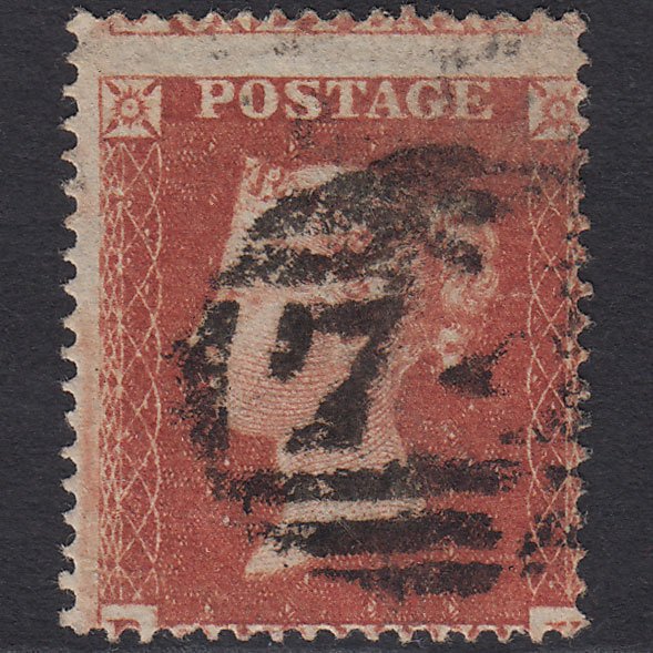 GB QV 1854 1d Red-brown SG17-C1(1) ?k GU Misperf