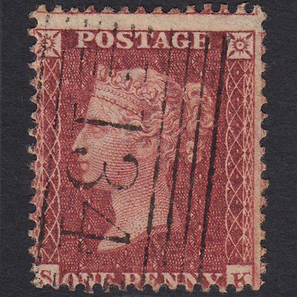 GB QV 1857 1d Deep Rose-red (Plate 36) SG41-C10(4) SK FU Elon 134 Misperf