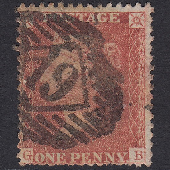 GB QV 1856 1d Red-brown (Plate 33) SG29-C8(1) GB GU London IS Cancel