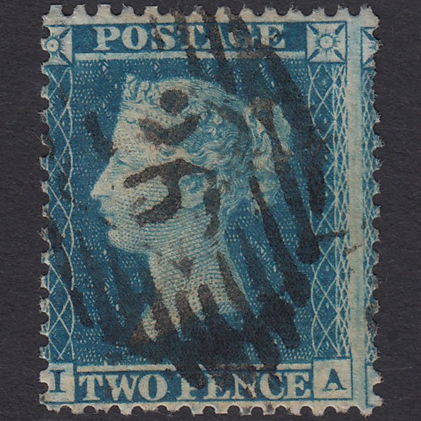 GB QV 1855 2d Blue (Plate 5) SG34-F6 Ivory Head IA GU London IS 26