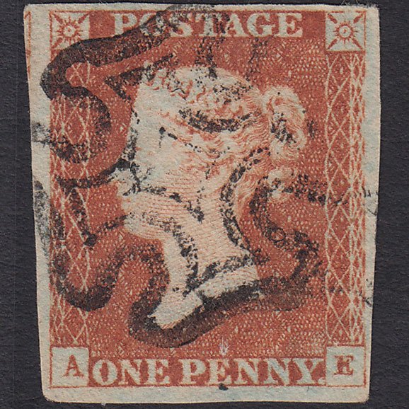 GB QV 1841 1d (Plate 25) SG8-B1(1) AE FU Missing Imprimatur 4M MX State 1