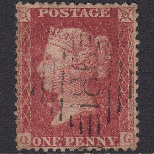 GB QV 1857 1d Rose-red (Plate 34) SG40-C10(1) QG GU Dublin 186
