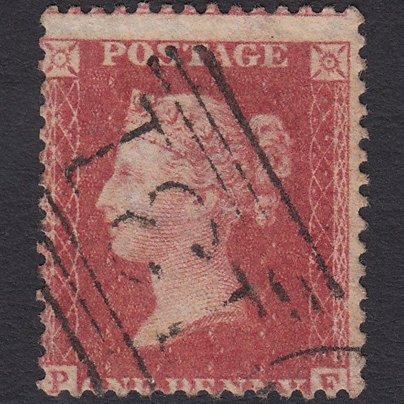GB QV 1857 1d Rose-red (Plate 58) SG40-C10(1) PF FU Edinburgh 131 Misperf