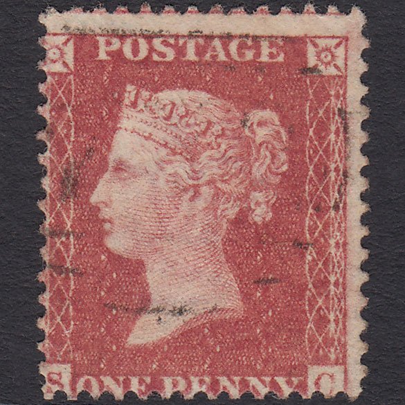 GB QV 1857 1d Rose-red (Plate 27) SG40-C10(1) SC VFU Light Cancel Misperf