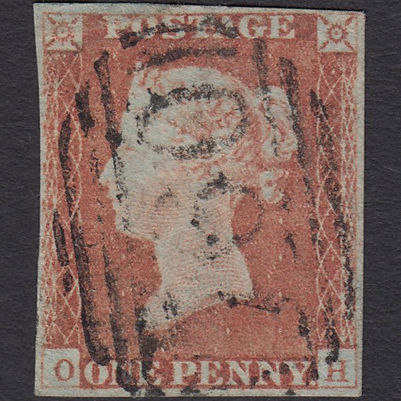 GB QV 1841 1d Red-brown (Plate 68) SG8-B1(1) OH FU 4 Margins Sudbury 760