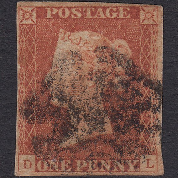 GB QV 1841 1d Red-brown (Plate 25) SG8-B1(1) DL GU 4 Margins Maltese Cross