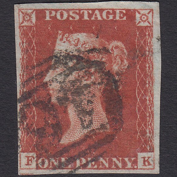 GB QV 1841 1d Deep Red-brown (Plate 60) SG10-B1(4) FK FU 4 Margins