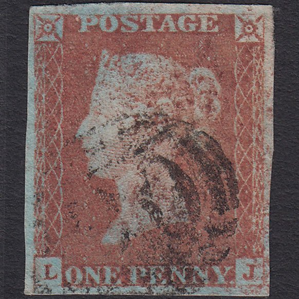 GB QV 1841 1d Very Blued (Plate 84) SG8a-B1(2) LJ GU 4 Margins