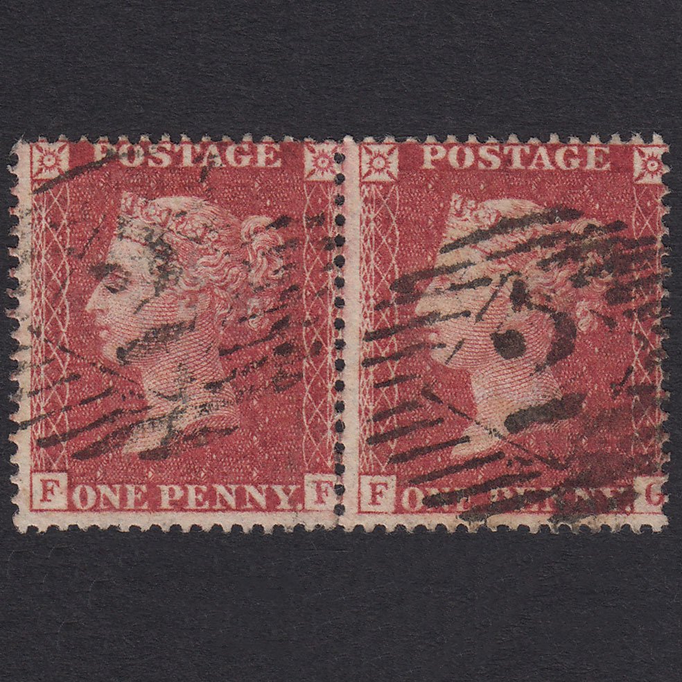 GB QV 1857 1d Rose-red (Plate 27) SG36-C11 FF-FG VFU Pair London IS 2
