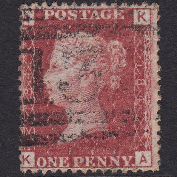 GB QV 1864 1d Lake-red (Plate 184) SG44-G1(2) KA GU Edinburgh 131