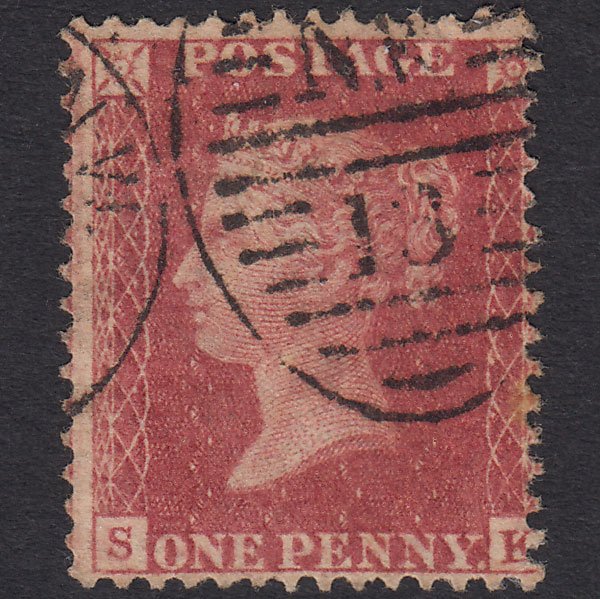 GB QV 1857 1d (Plate 57) SG40-C10(1) SK GU London D&S Cancel Misperf