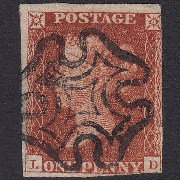 GB QV 1841 1d Red-Brown Penny Black Plate 11 SG7-A2 LD GU Maltese Cross