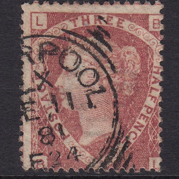 GB QV 1870 1 1/2d Rose-Red Plate 3 SG51-G6 BL FU Liverpool Squared Circle