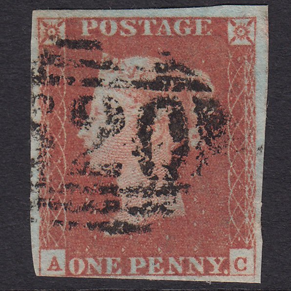 GB QV 1841 1d Red-Brown Plate 71 SG8-B1(1) AC GU Nr 4 Margins