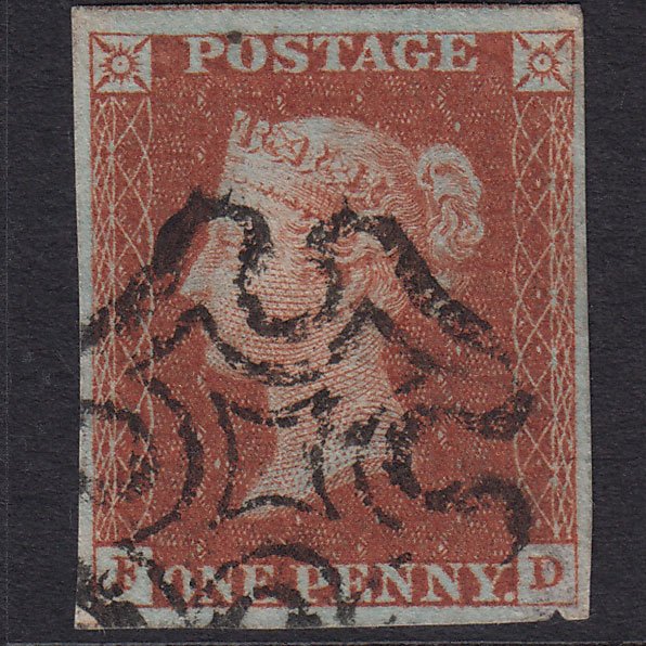 GB QV 1841 1d Red-Brown Plate 31 SG8-B1(1) FD GU 4 Margins Maltese Cross