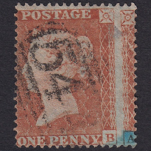 GB QV 1854 1d Plate 196 SG17-C1(1) AB PU Newbury 544 Huge Misperf