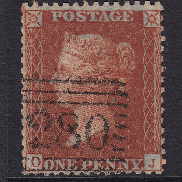 GB QV 1856 1d Red-Brown Plate 43 SG29-C8(1) Ivory Head OJ GU Perth 280